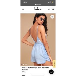 RVCA Chaser Light Blue Backless Romper